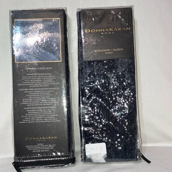 Set of 2 Donna Karan Standard Queen Pillow Shams Sapphire Collection Indigo New - Picture 1 of 5